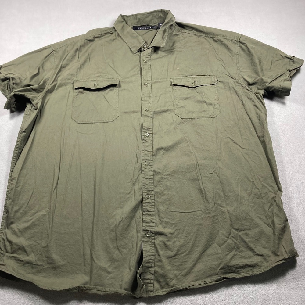 Sean John Shirt Mens Size 5XB Olive Green Short Sleeve Solid
